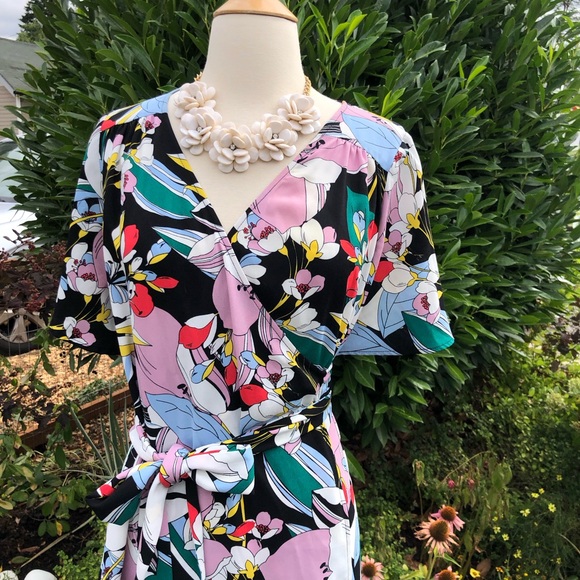 Halogen flutter sleeve wrap dress - Picture 3 of 6